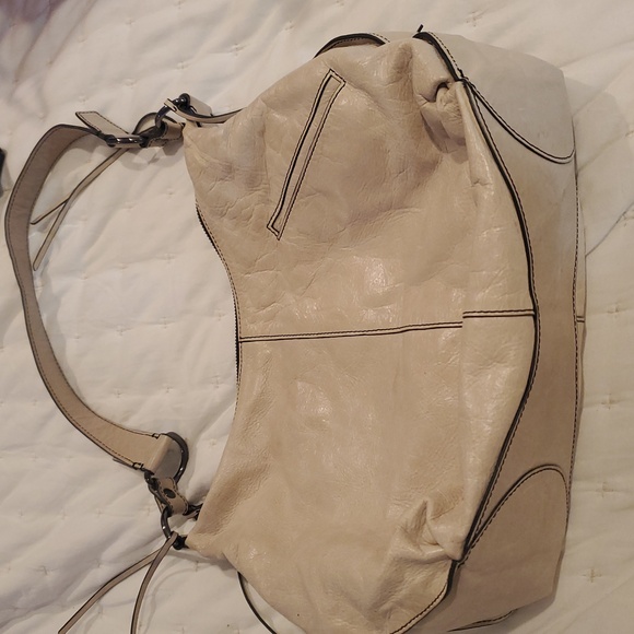Cream HOBO Bag with Crescent Shape and Metal Hardware (24) - Picture 5 of 14